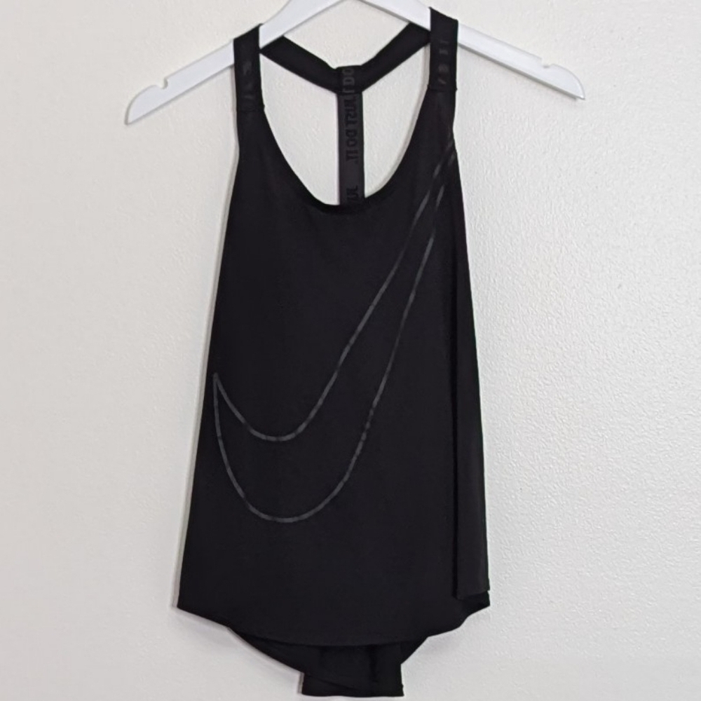 Nike Tank Women Medium Black Racerback Swoosh Loose Fit